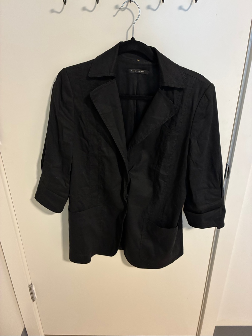Elie Tahari Black Women's Blazer with Three-Quarter Sleeves